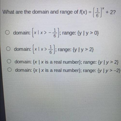 What are the domain and range of f(x) = ( 1/6 )x +2?
