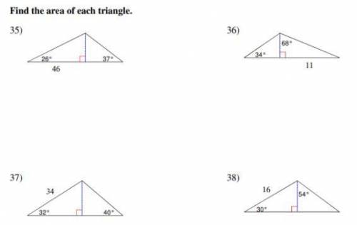 Find the area of each triangle.