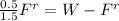 \frac{0.5}{1.5}F^{r} =W - F^{r}