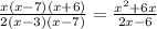 \frac{x(x - 7)(x + 6)}{2(x - 3)(x - 7)}  =  \frac{x {}^{2} + 6x }{2x - 6}