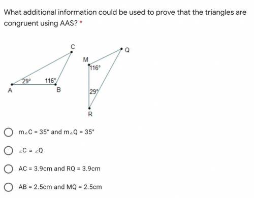 What additional information could be used to prove that the triangles are congruent using AAS? 100