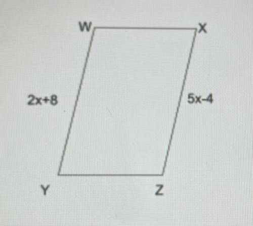 The following quadrilateral is a parallelogram. Determine the length of XZ.