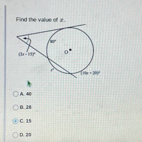 Find the value of x
Plz help with a step by step explanation please