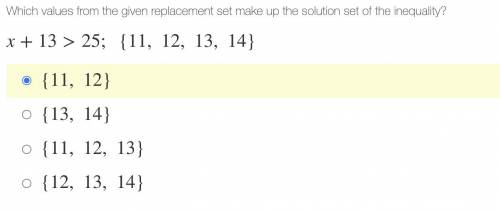 PLZZ HELP ME I NEED TO KNOW WHAT THE values from the given replacement set make up the solution set