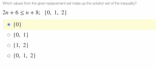 HELP PLEASE Which values from the given replacement set make up the solution set of the inequ