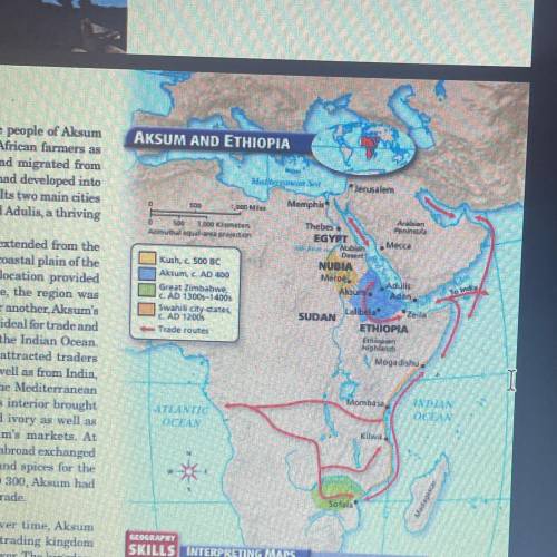 Referring to the map on page 289, who were Aksum's most likely trading partners - you have to think