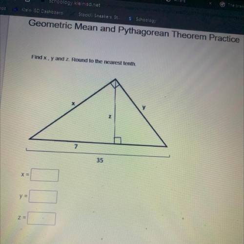 Geometric Mean and Pythagorean Theorem Practice
Find x and y. Round to the nearest tenth.