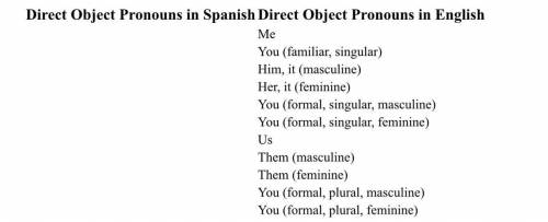 Fill in the direct object pronouns in Spanish