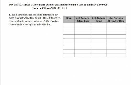 Build a mathematical model to determine how many doses it would take to kill 1,000,000 bacteria if