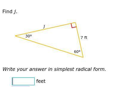 Find j. Write your answer in simplest radical form.