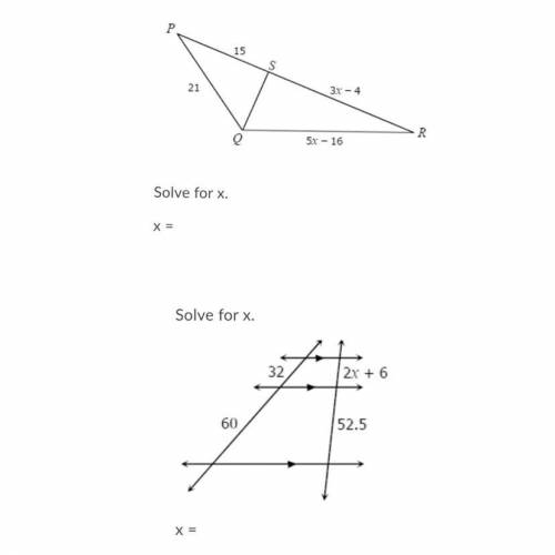 PLEASE HELP WILL MARK BRAINIEST Solve for x on both problems