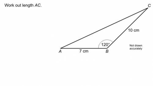Work out length of ac using cosine rule