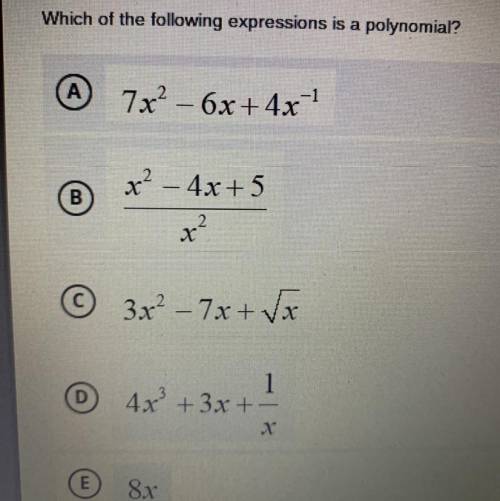 Which of the following expressions is a polynomial 8x