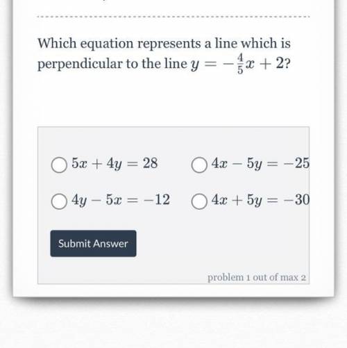 Which equation represents a line which is perpendicular to the line