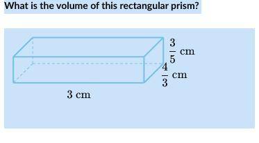 What is the volume of this rectangular prism? If the numbers are 3, 3/5, and 4/3?