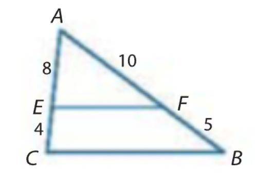 Determine whether triangles ACB and AEF are similar. Show your working and explain your reasoning.
