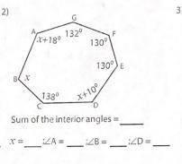 Find the missing angle for the irregular polygon. show your work.