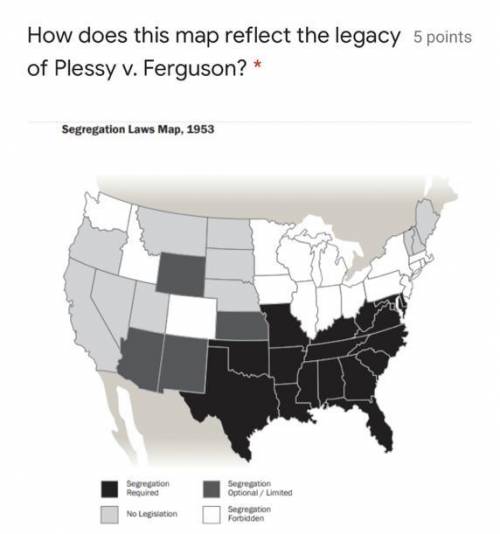 How does this map reflect the legacy of Plessy v. Ferguson?