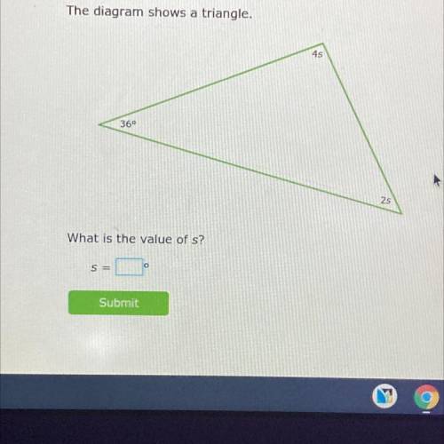 Triangle angle sum theorem 
what is the value of s?