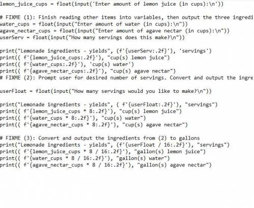 2.10 LAB*: Program: Cooking measurement converter

Attached is the instructions and my code. When