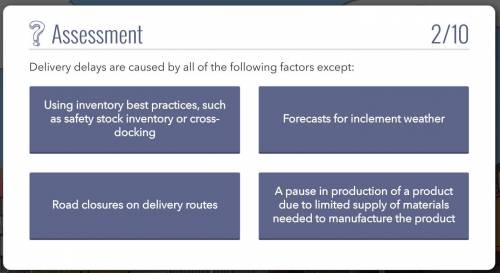 Delivery delays are caused by all of the following factors except: