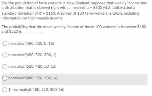 For the population of farm workers in New Zealand, suppose that weekly income has a distribution th