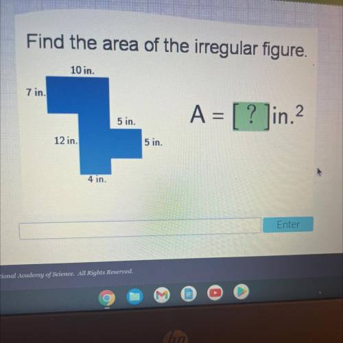 Find the area of the irregular figure