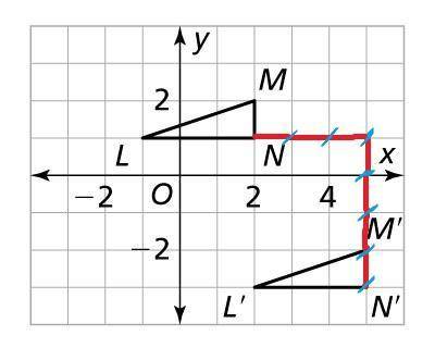 What is the rule that describes the translation that maps triangle LMN onto triangle L'M'N'?