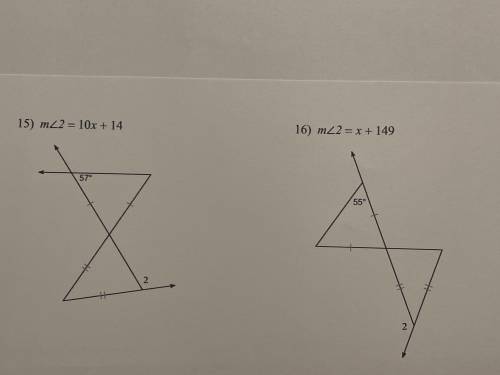 Solve for x in the problems