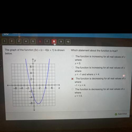 PLS HELP ME

10
FX
Which statement about the function is true?
The graph of the function f(x) = (x