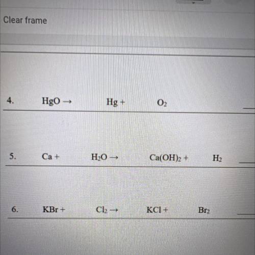 Classify what type of reaction occured in these 3 problems.