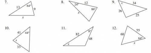 Solve for the value of x in each triangle below.