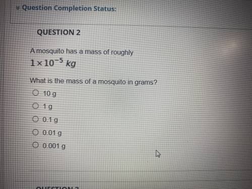 Can someone please help me !!
What is the mass of a mosquito in grams?