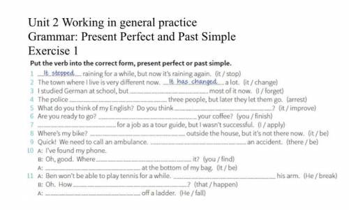 Unit 2 Working in general practice
Grammar: Present Perfect and Past Simple