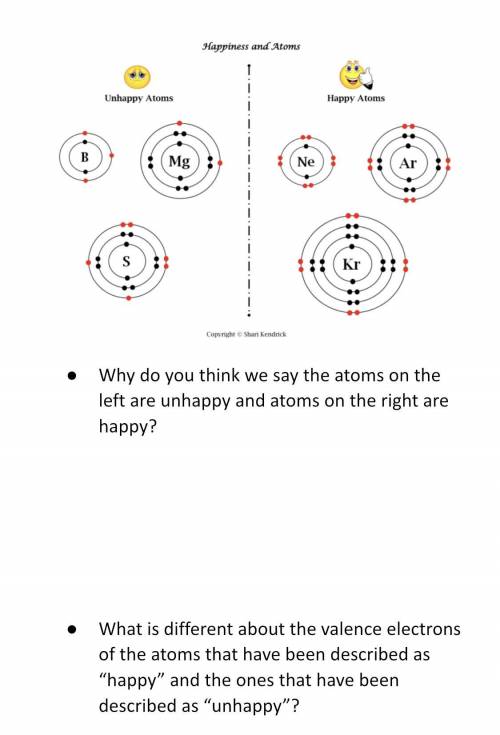 Happiness and Atoms See picture. Answer questions. Thanks