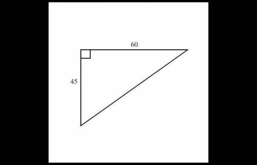 Pls help asap

In the right triangle shown, the lengths of the legs are 45 units and 60 units. How