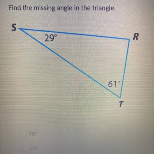 Find the missing angle in the triangle.