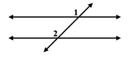 Name the special angle relationship between angle∠ 1 and angle∠ 2 .

1. Alternate Exterior
2. Alte