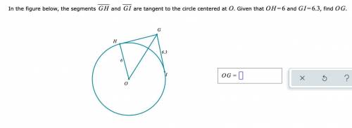 The segment GH and GI are tangent