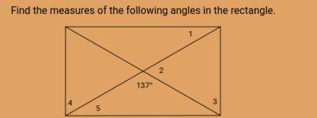 Find the measures of the following angles in the rectangle