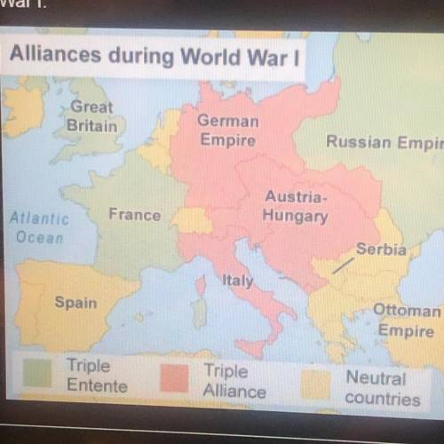 The map shows alliances just before the start of World

War 1.
Which countries were allies with Ge