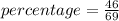 percentage = \frac{46}{69}