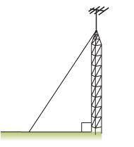 A guy wire 30 ft long supports an antenna at a point that is 24 ft above the base of the antenna. H