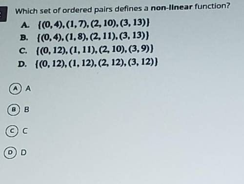 Whixh set of ordered pairs defines a nonlinear function.