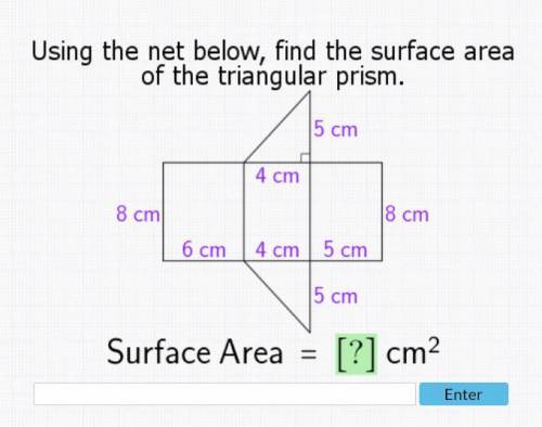 Using the net below find the surface area of the triangular prism.