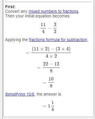 GIVING BRAINLIEST FOR BEST ANSWER!

Solve the equation using fraction models.
2 3/4 - 1 1/2 =