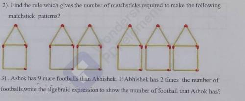 here is my question: Find the rule which gives the number of matchsticks required to make the follo