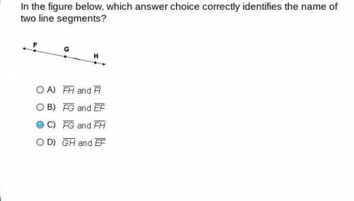 20 pointsIn the figure below, which answer choice correctly identifies the name of two line segment
