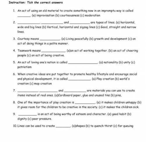 Creative arts grade 6 worksheets