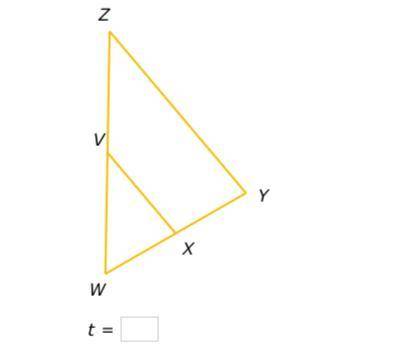 X is the midpoint of WY and V is the midpoint of WZ.

If YZ=t and VX=t–25, what is the value of t?